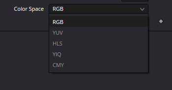 FileLUT — исходное меню Color Space: RGB, YUV, HLS, YIQ, CMY