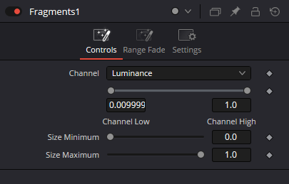 Оригинальный Fragments Controls: Channel Low/High и Size Minimum/Maximum