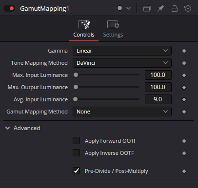 Оригинальный Inspector GamutMapping · controls