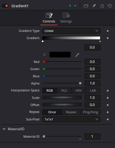 Оригинальный Inspector Gradient 3D: Controls, стопы и Material ID