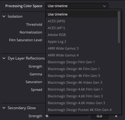 Halation · Processing Color Space