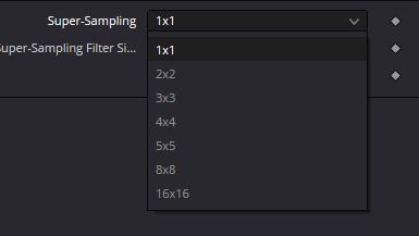 Выпадающий список Super-Sampling ноды Invert