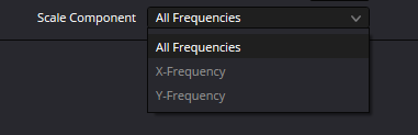 Выпадающий список Scale Component ноды JPEGDamage с вариантами All Frequencies, X-Frequency и Y-Frequency