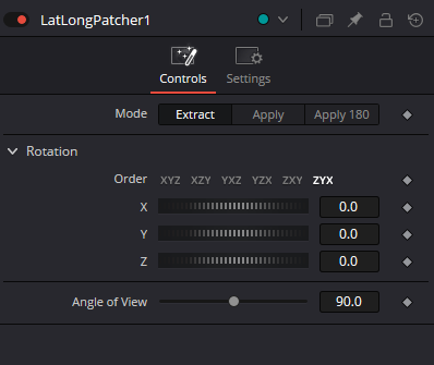 Параметры ноды LatLongPatcher во вкладке Controls