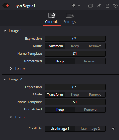 LayerRegex · исходный Inspector: Controls