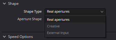 LensBlur — Shape Type: Real apertures, Creative и External Input