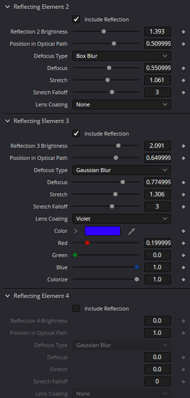 LensReflections Controls — Reflecting Element 2, 3 и 4