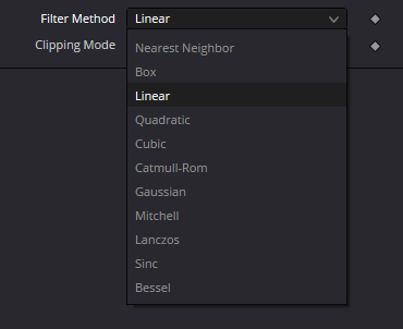Letterbox — выпадающий список Filter Method с методами ресемплинга