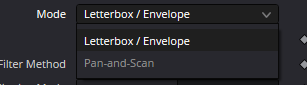 Letterbox — выпадающий список Mode: Letterbox / Envelope и Pan-and-Scan