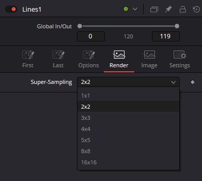Lines — вкладка Render и раскрытый список Super-Sampling