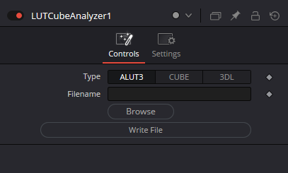 LUTCubeAnalyzer — Controls: Type ALUT3/CUBE/3DL, Filename, Browse и Write File