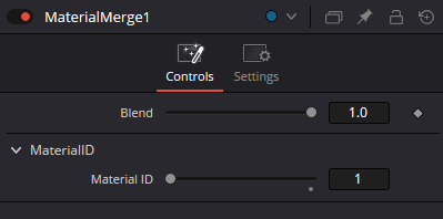 MaterialMerge — Controls: Blend и секция MaterialID с числовым Material ID