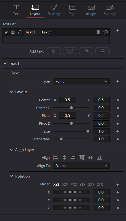 MultiText · Layout · Point, position and alignment