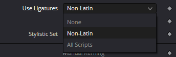 MultiText · Use Ligatures · Current menu