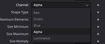 Pack — список Channel: Red, Green, Blue, Alpha и Luminance