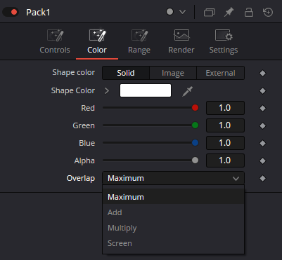 Pack — Color: Shape color, Shape Color RGB Alpha и Overlap