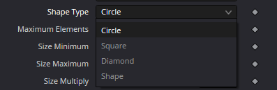 Pack — список Shape Type: Circle, Square, Diamond и Shape