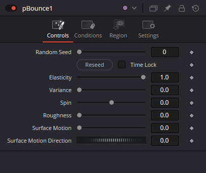 pBounce — Controls: Random Seed, Elasticity, Variance, Spin, Roughness, Surface Motion