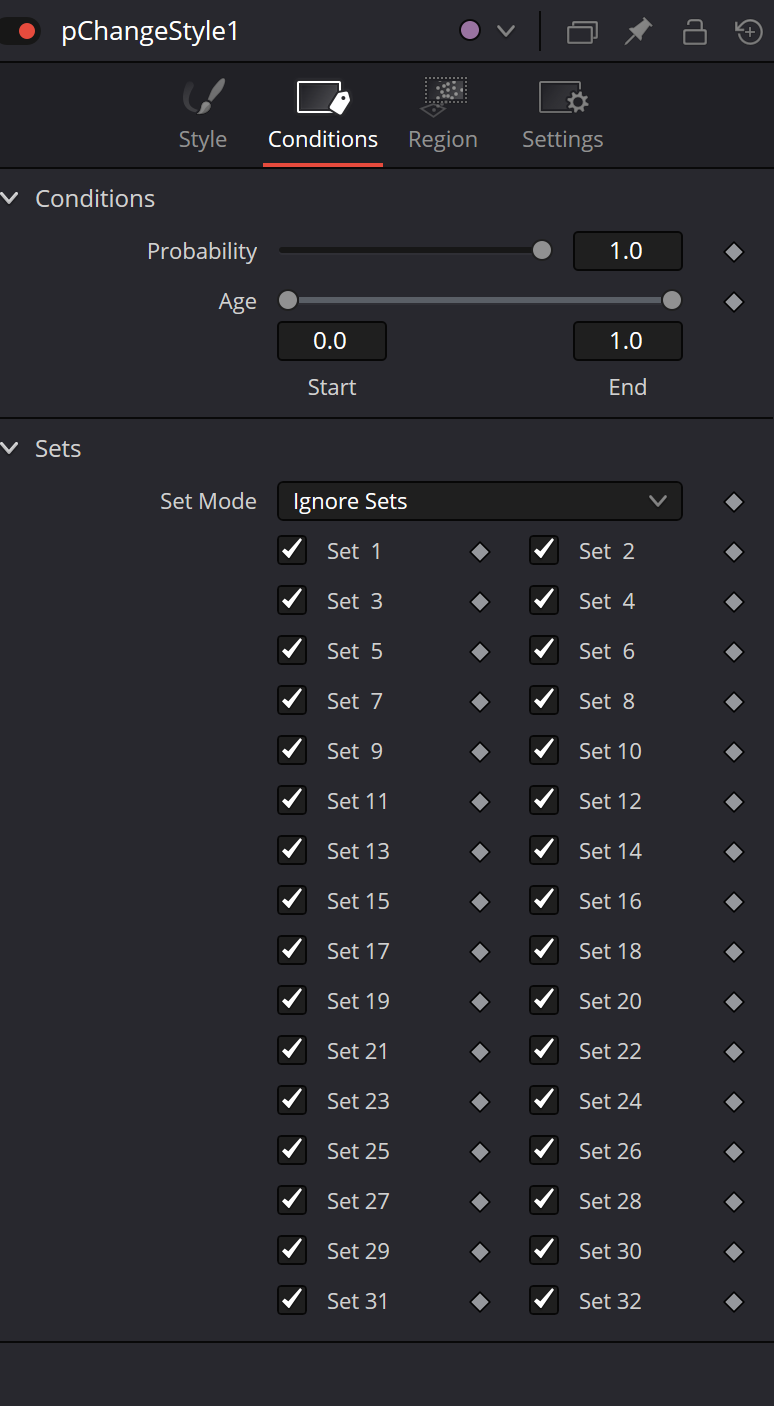 pChangeStyle — Conditions: Probability, Age, Set Mode and Sets