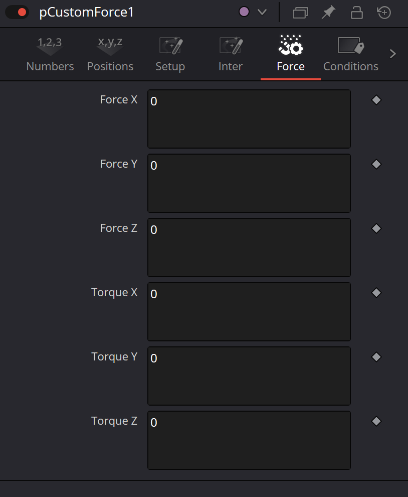 pCustomForce — Force X/Y/Z and Torque X/Y/Z expressions