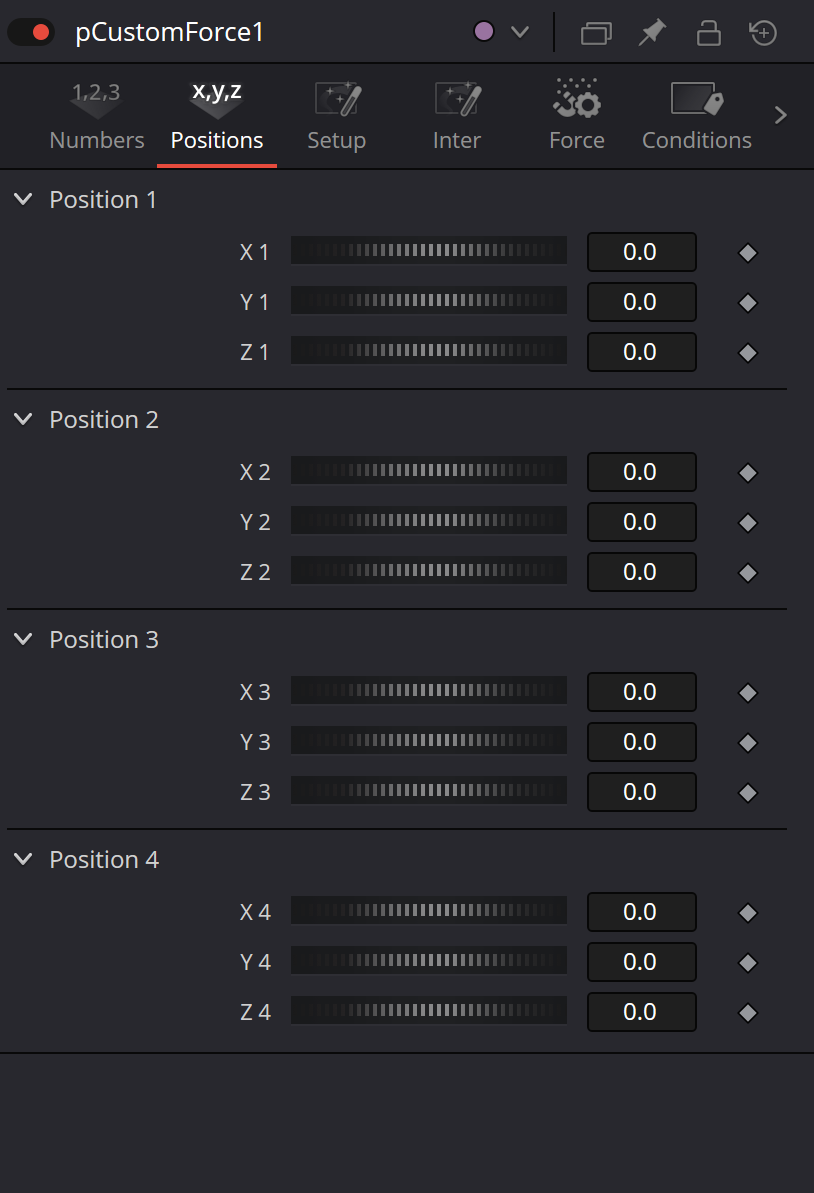 pCustomForce — Positions: Position 1–4 point controls