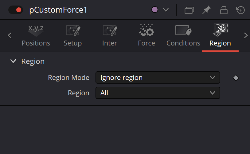 pCustomForce — Region controls