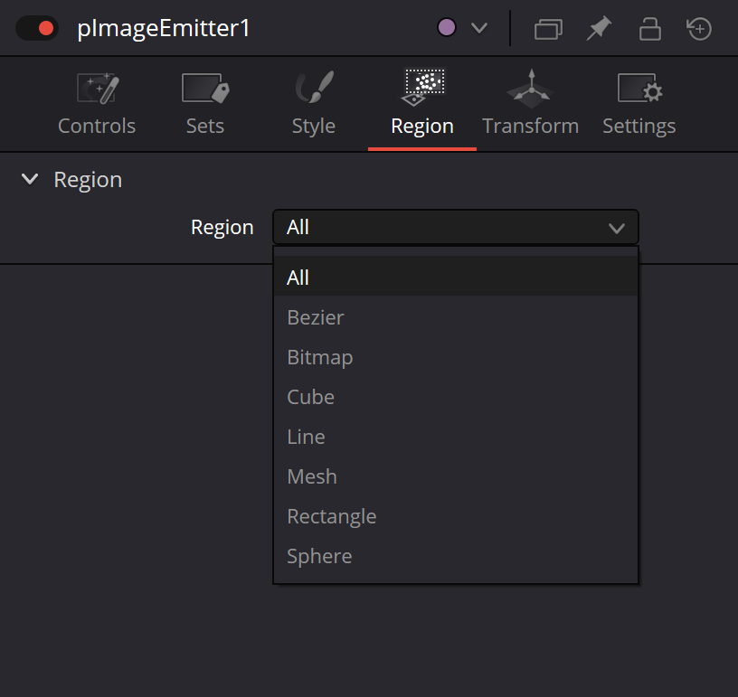 pImageEmitter · восемь типов Region