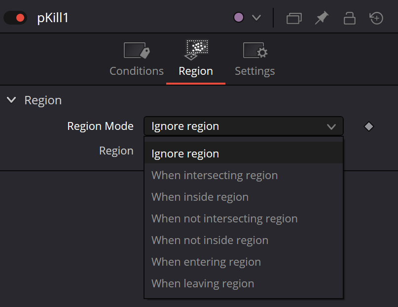 pKill · семь условий Region Mode