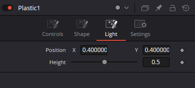 Plastic — Light tab: Position X, Position Y и Height