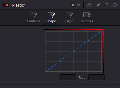 Plastic — Shape tab: remap curve с полями In и Out