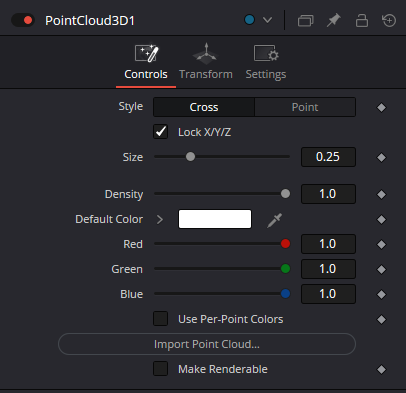 PointCloud3D Controls reference view