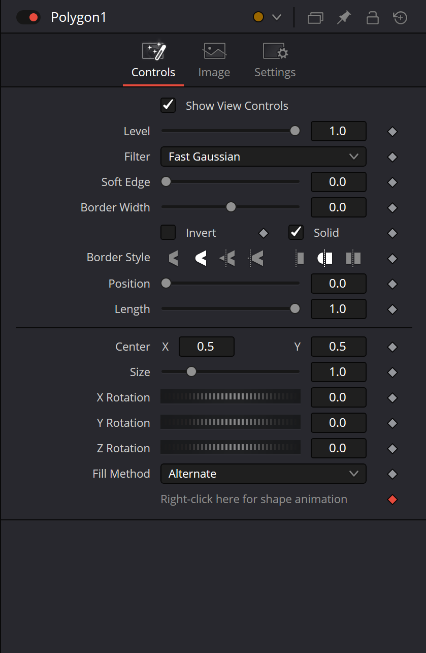 Polygon — Controls Inspector