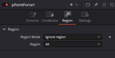 pPointForce — real Resolve Region Inspector with Region Mode and Region selectors