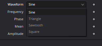 PseudoColor — real Resolve Waveform menu with Sine, Triangle, Sawtooth and Square