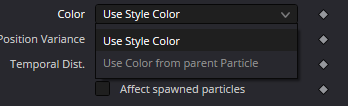 pSpawn — real Resolve Color source menu: Use Style Color or Use Color from parent Particle