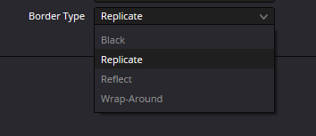 RadialBlur — Border Type dropdown: Black, Replicate, Reflect и Wrap-Around