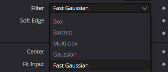 Ranges — Filter dropdown: Box, Bartlett, Multi-box, Gaussian и Fast Gaussian