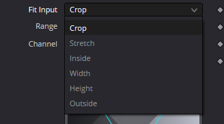 Ranges — Fit Input dropdown: Crop, Stretch, Inside, Width, Height и Outside
