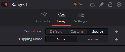 Ranges — Image tab: Output Size Default/Custom/Source и Clipping Mode None/Frame