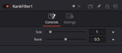 RankFilter — реальный Controls Inspector: Size 1 и Rank 0.5