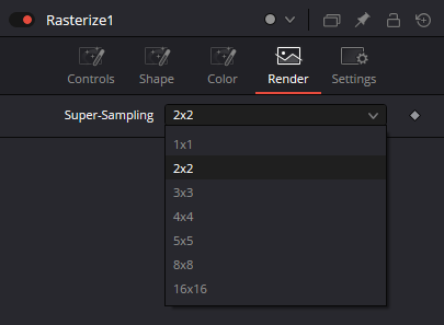 Rasterize — реальный Render tab: Super-Sampling 1x1–16x16