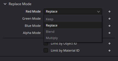 ReplaceMaterial3D Replace Mode dropdown showing Keep, Replace, Blend and Multiply