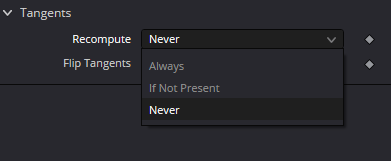 ReplaceNormals3D Tangents Recompute modes: Always, If Not Present, Never