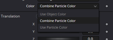 Replicate3D Color menu with Object, Combine Particle and Particle Color modes