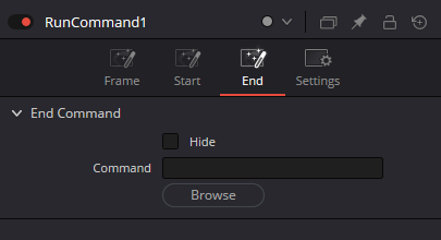 RunCommand · End: Hide, Command и Browse