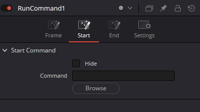 RunCommand · Start: Hide, Command и Browse