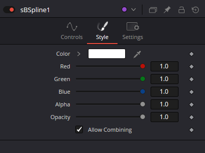 sBSpline · Style: RGBA, Opacity и Allow Combining
