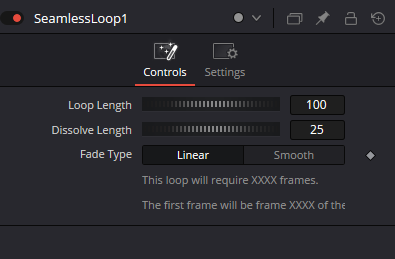 SeamlessLoop · три настройки и две информационные строки