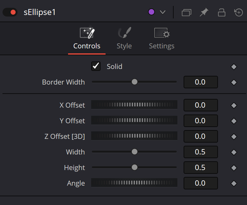 sEllipse · Controls с Solid on и видимым Z Offset [3D]