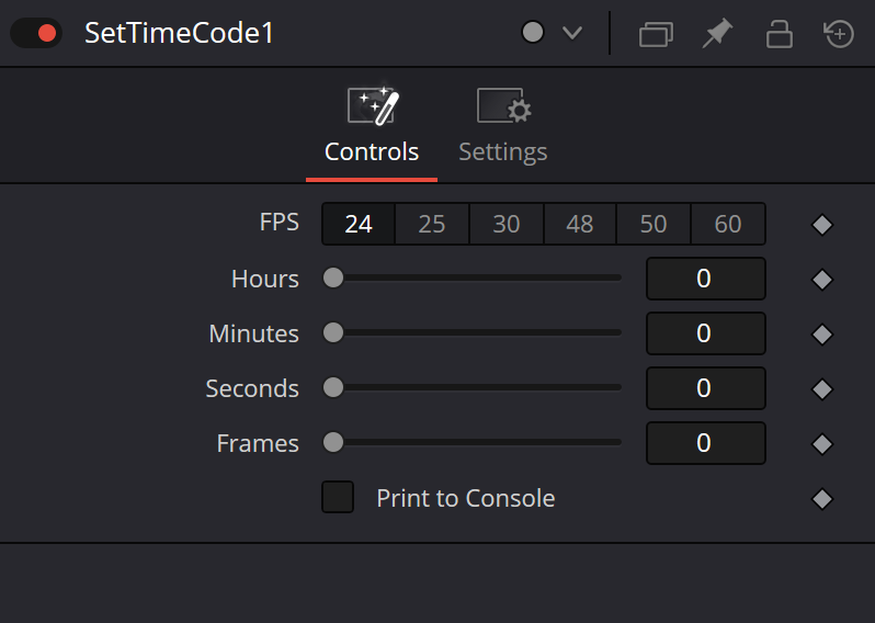 SetTimeCode: целые FPS, смещение HH/MM/SS/FF и Print to Console